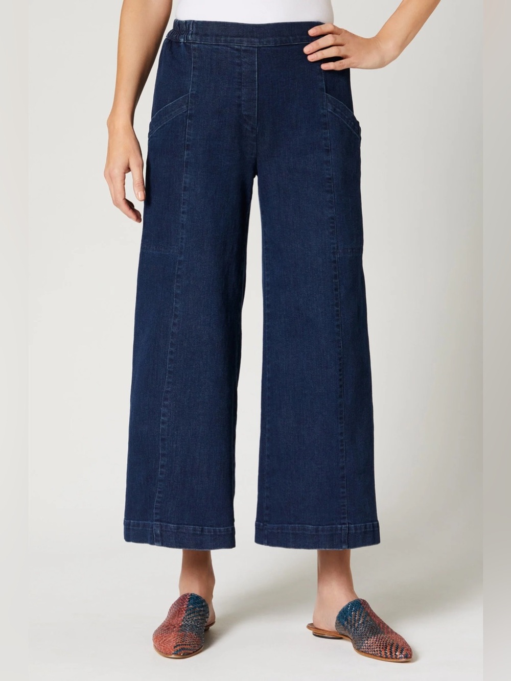 Lisa bayne blue wide leg Denim Utility Pant size M